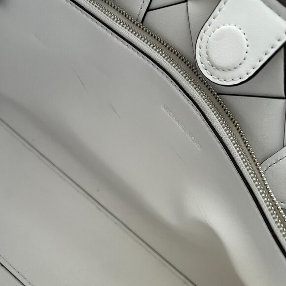 NWT Michael Kors Scarlett Medium Woven Leather Satchel Purse Bag - Picture 11 of 15